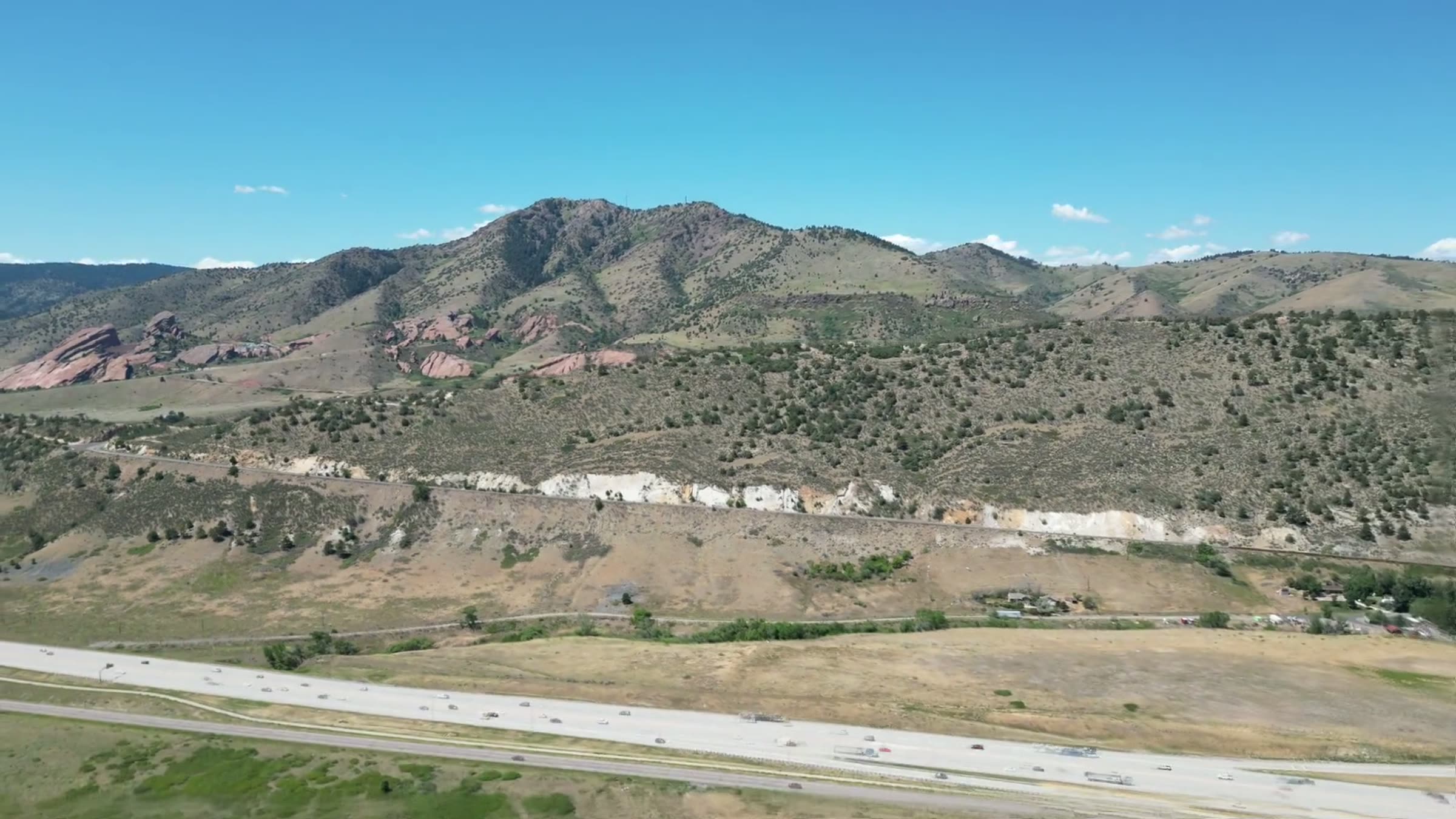 The hogback and red rock formations west of Denver under a bright Colorado sky